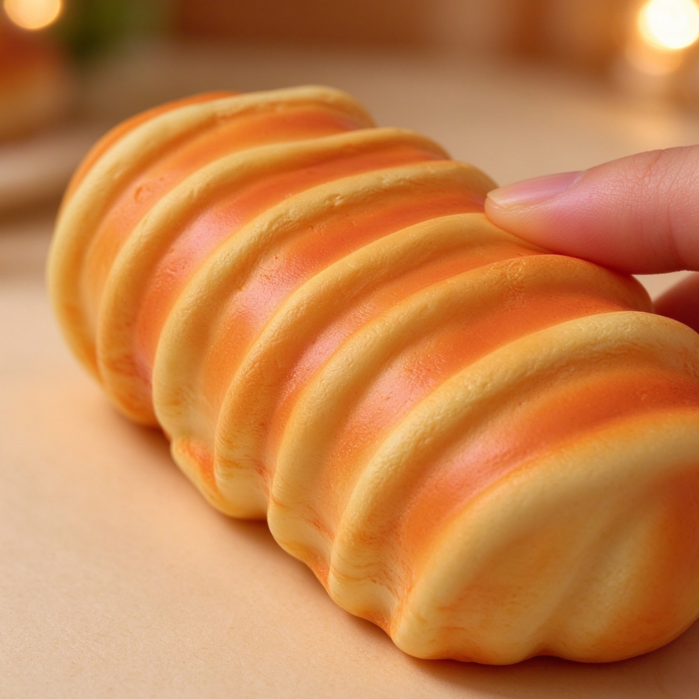 Golden Caterpillar Swirl Bun Squishy